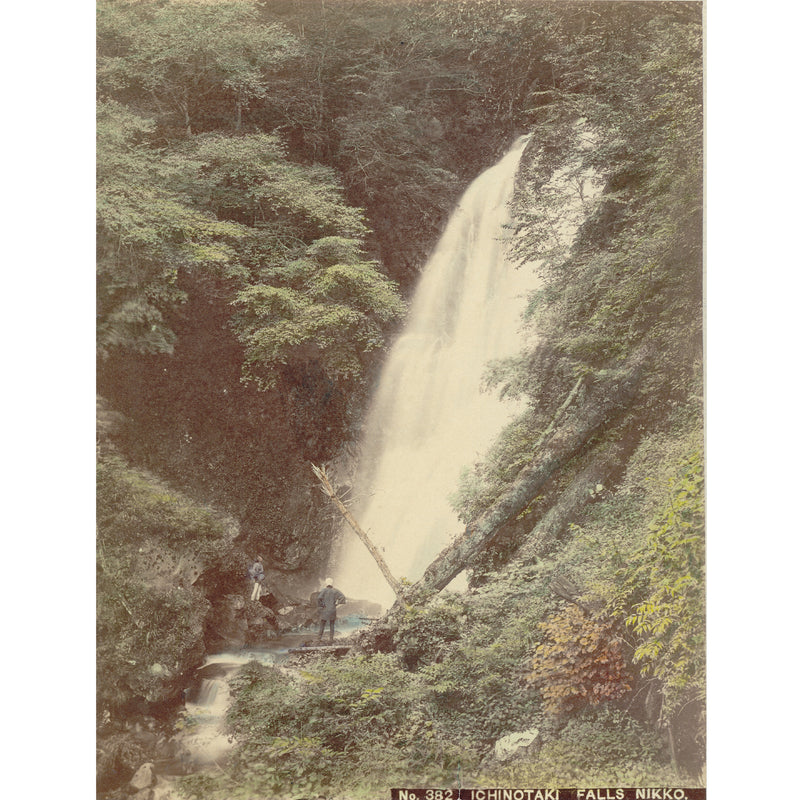 Hand-tinted Meiji Era Photograph | Ichinotaki Falls at Nikko | Japanese Antique Photography | Albumen Photography | Japanese Decor