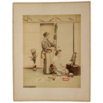 Hand Tinted Albumen of Female Hairdresser | Antique Japanese Photograph