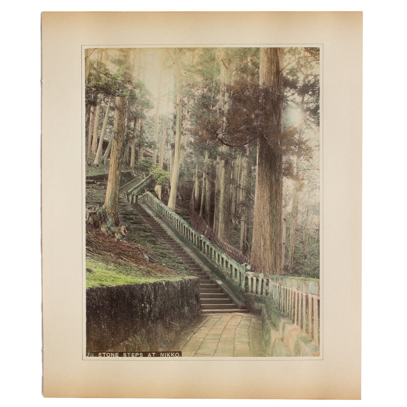 Hand Tinted Albumen of Stone Steps | Antique Japanese Photograph