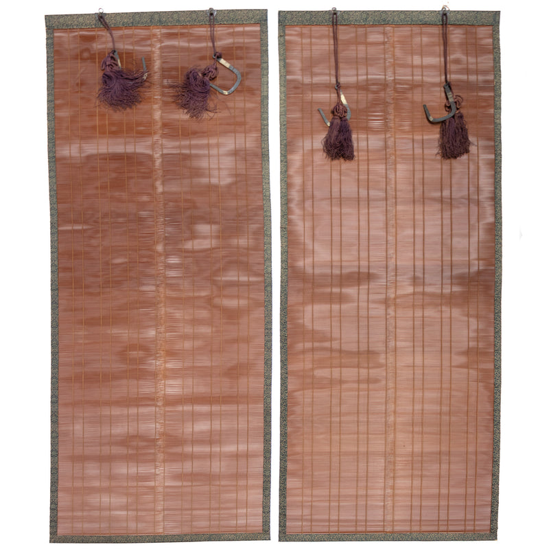 Sudare with Brocade Border| Split Bamboo Blind | Set of 2