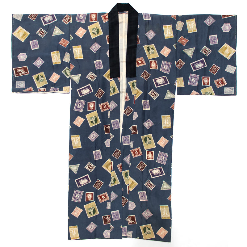 Rare Deco International Stamps Men's Juban Under Kimono