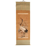 Antique Three Cranes Scroll | Cranes Play in the Valley