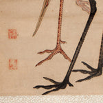 Antique Three Cranes Scroll | Cranes Play in the Valley