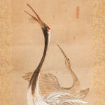 Antique Three Cranes Scroll | Cranes Play in the Valley