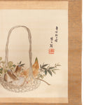 Matsutake and Bamboo Shoots | Foraging Basket Painting | Antique Scroll