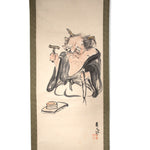 Antique Japanese Otsu-e Style Demon Priest Scroll