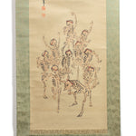 Antique Japanese Skeleton Dance Party Scroll