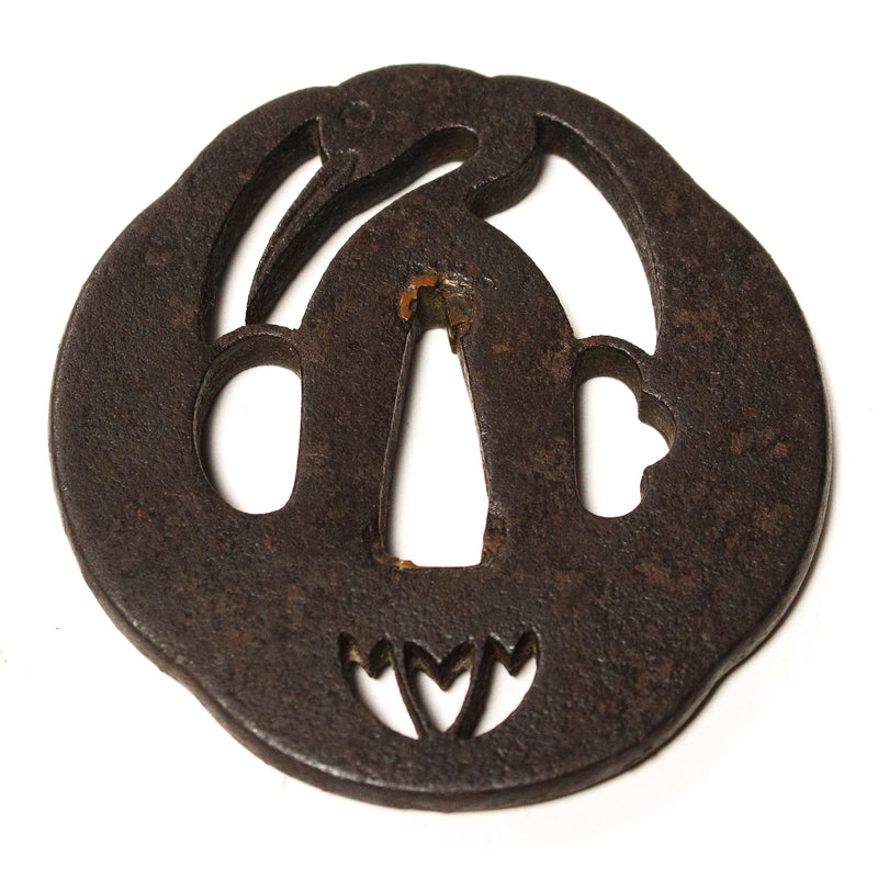 Antique Tsuru Tsuba | Japanese Crane Sword Guard