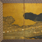 River Bridges Gold Folding Screen
