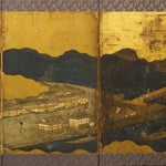 River Bridges Gold Folding Screen