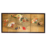 Japanese Antique Gold Fans Folding Screen