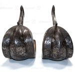Abumi Stirrups with Inlaid Silver Shishi Motif