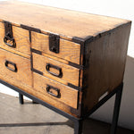Omi Kiri Ko Dansu on Iron Base | Small Japanese Antique Tansu Personal Chest