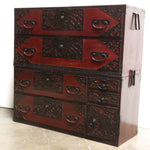 Two Section Clothing Chest from Yahata,  Sado Island Japanese Antique Furniture