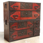 Two Section Clothing Chest from Yahata,  Sado Island Japanese Antique Furniture