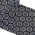 Japanese Indigo Double Sided Katazome Panel Textile Tortise Shell Flower Pattern