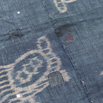 Japanese Indigo Kasuri Ikat 3 Panel Cloth with Tortise and Crane Motif