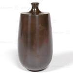 Vintage Bronze Single Flower Vase with Purple Accents