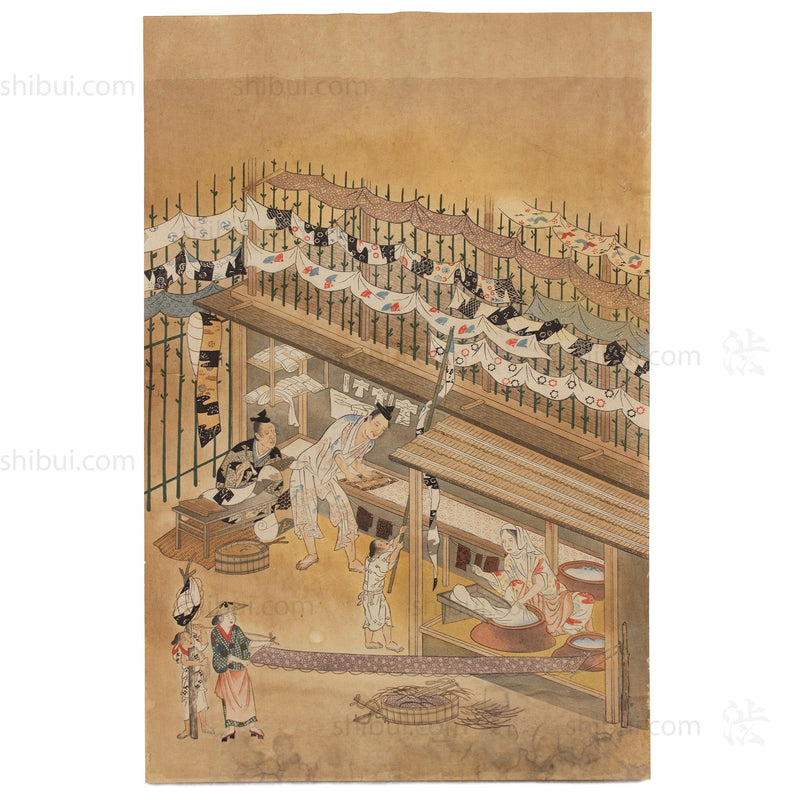 The Craftsmen's Life - Thread Dyers | Antique Japanese Wood Block Print