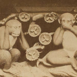 Antique Japanese Albumen Photo of Three Wise Monkeys in Toshogu Temple