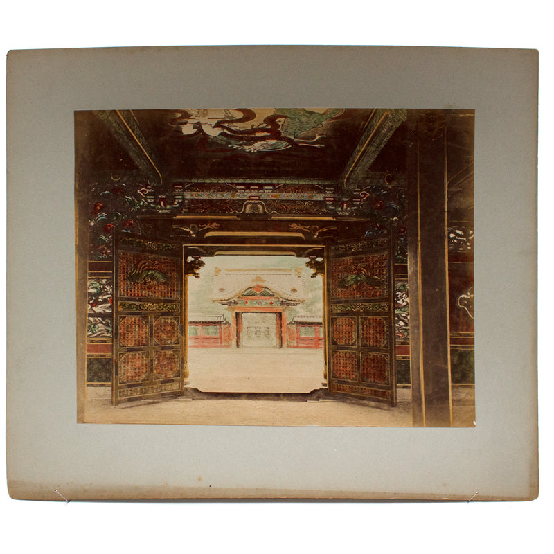 Hand Tinted Antique Japanese Albumen Photo of Toshogu Temple