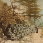 Hand Tinted Antique Japanese Albumen Photo of Kanmangafuchi Jizo Statues
