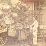 Hand-tinted Meiji Era Photograph | Basket Merchant | Japanese Antique Photography | Albumen Photography | Japanese Decor