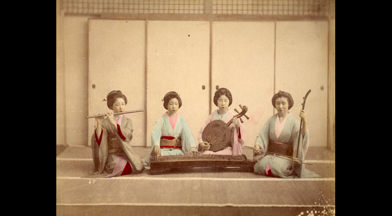 Female Musicians Wearing Kimono Japanese Photography