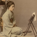 Japanese Antique Hand Tinted  Albumen Photo of Hair Dressing