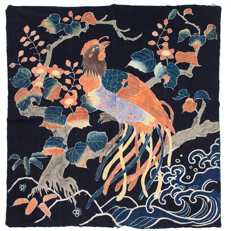 Phoenix Futonji Japanese Antique Indigo Tsutsugaki Futon Cover