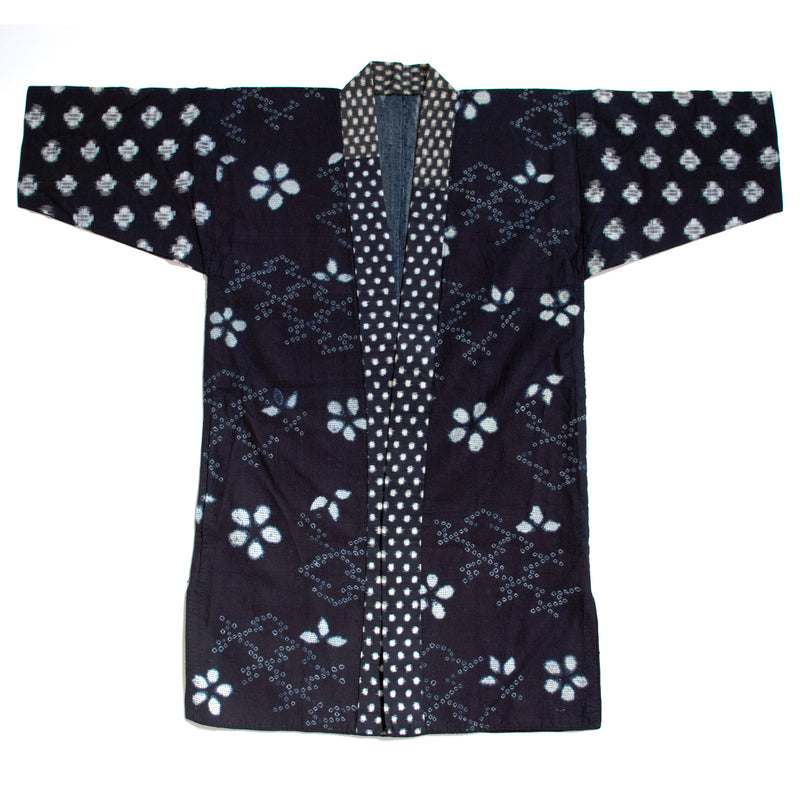 Antique Japanese Boro, Shibori, Sashiko Indigo Kimono