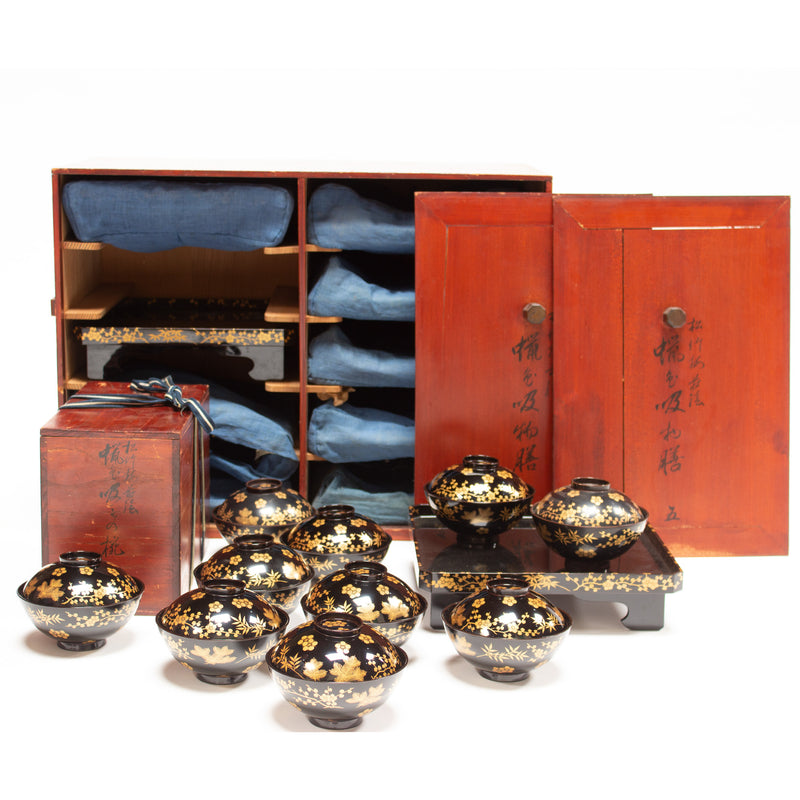 Lacquer Tray and Rice Bowl Set