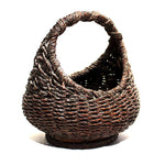 wide mouthed moon shaped basket Japanese Antique Bamboo Basket with Handle