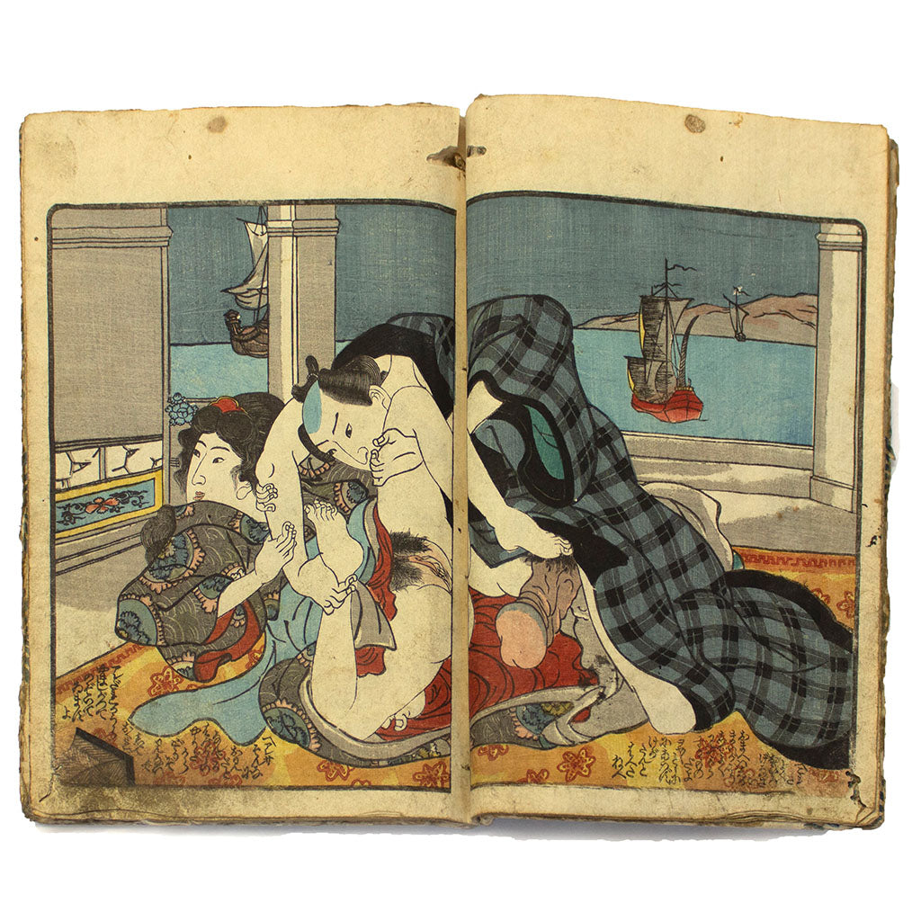 Wood Block Printed 19th Century Shunga Book