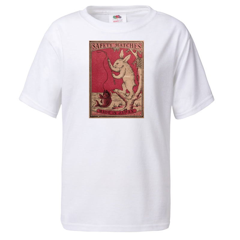 Youth White "Fishing Rabbit" Matchbox Cover T-Shirt