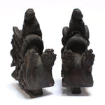 Small Pair of Japanese Antique Hand Carved Hardwood Baku Carvings