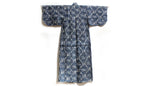 Back View | Japanese Antique (Late 19th Century) Children's Kasuri Kimono | Child's Robe | Daikoku Motif | Hand-Sewn Indigo Resist Dyed Linen | Japanese Ikat