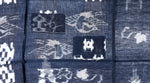 Detail Japanese Antique (Early Taisho Era) Kasuri Indigo Futon Cover | 3 Panel Bed Cover, Duvet | Indigo, Resist Dye Cotton | Crane, Floral Motif