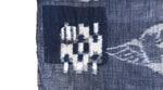 Detail | Japanese Antique (Early Taisho Era) Kasuri Indigo Futon Cover | 3 Panel Bed Cover, Duvet | Indigo, Resist Dye Cotton | Crane, Floral Motif