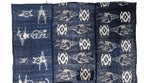 Japanese Antique (Early Taisho Era) Kasuri Indigo Futon Cover | 3 Panel Bed Cover, Duvet | Indigo, Resist Dye Cotton | Crane, Floral Motif