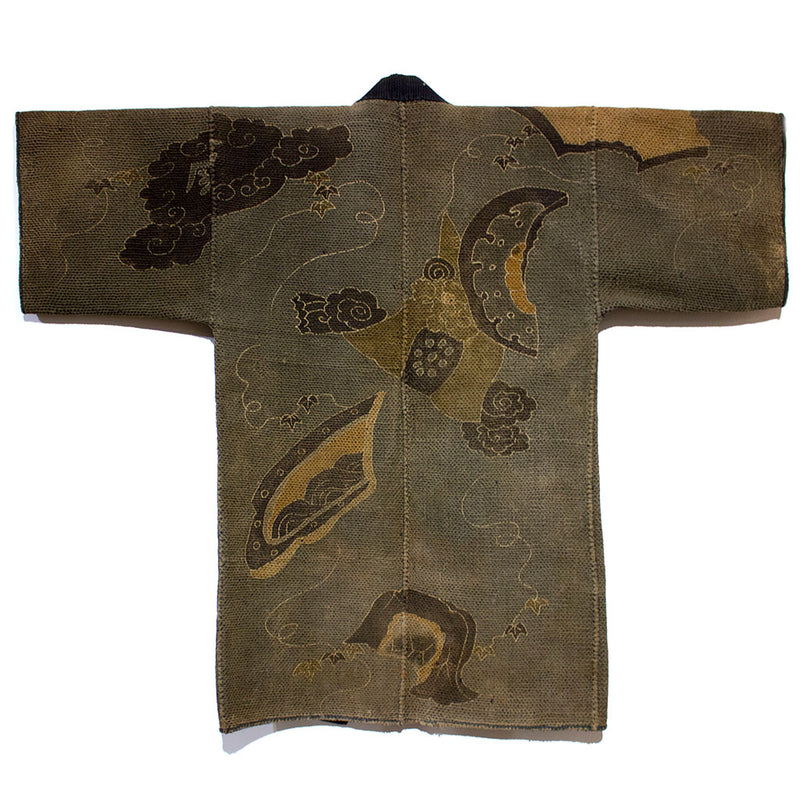 Hanten with Roof Tiles Japanese Antique Kimono Coat