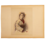Hand Tinted Antique Japanese Photography Of a Young Woman
