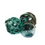 3" Diameter Japanese Antique Glass Floats | Hand Blown Glass | Blue and Green Tones