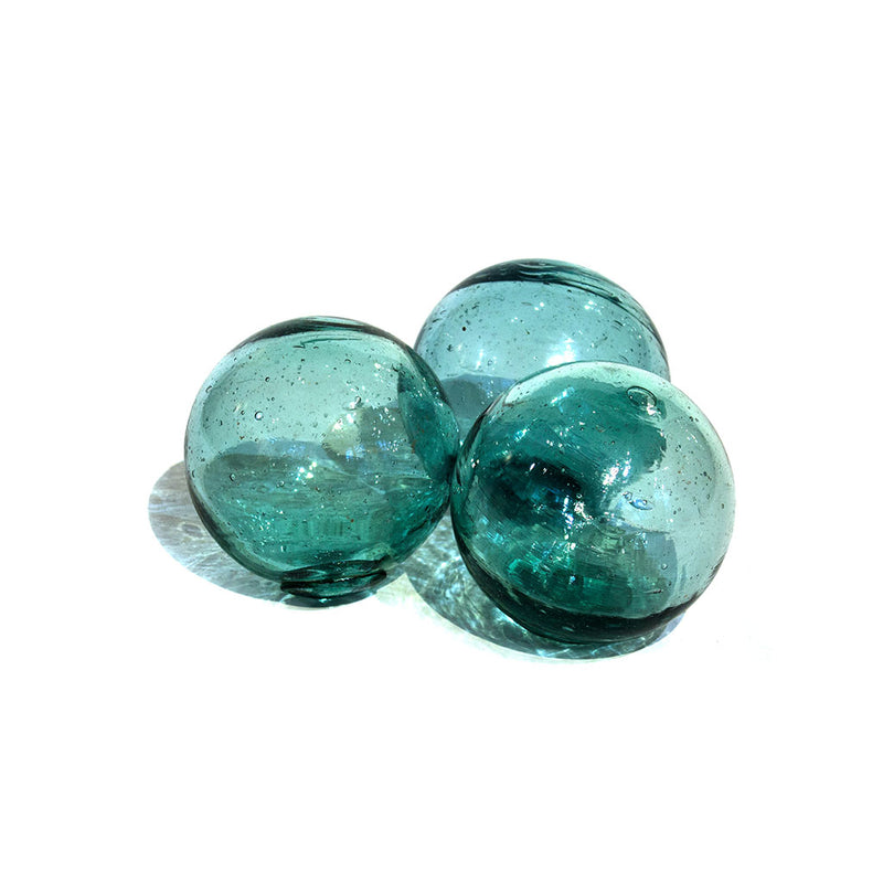 Set of 50 Japanese Antique Glass Floats | 4" Diameter | Hand Blown Glass | Blue and Green Tones