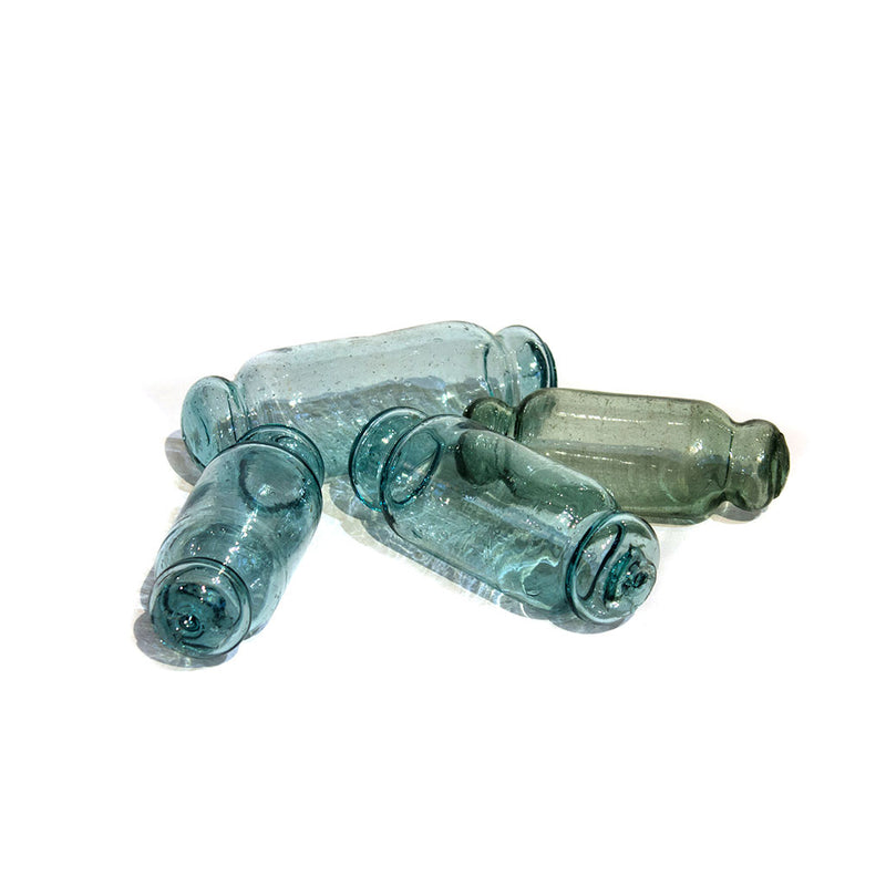 Japanese Antique Glass Rolling Pin Style Floats | Hand Blown Glass | Blue and Green Tones
