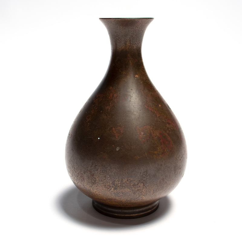 Japanese Vintage Bronze Vase with Reddish Patina by Hasegawa Yoshihisa