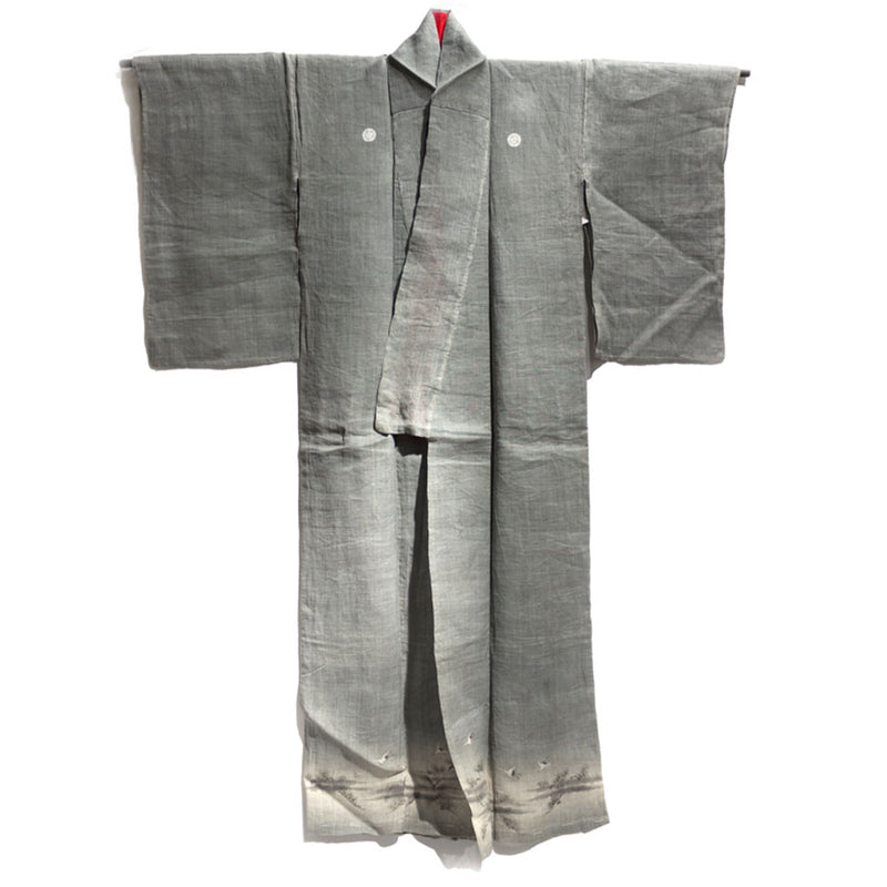 Gray Summer  Japanese Antique Kimono