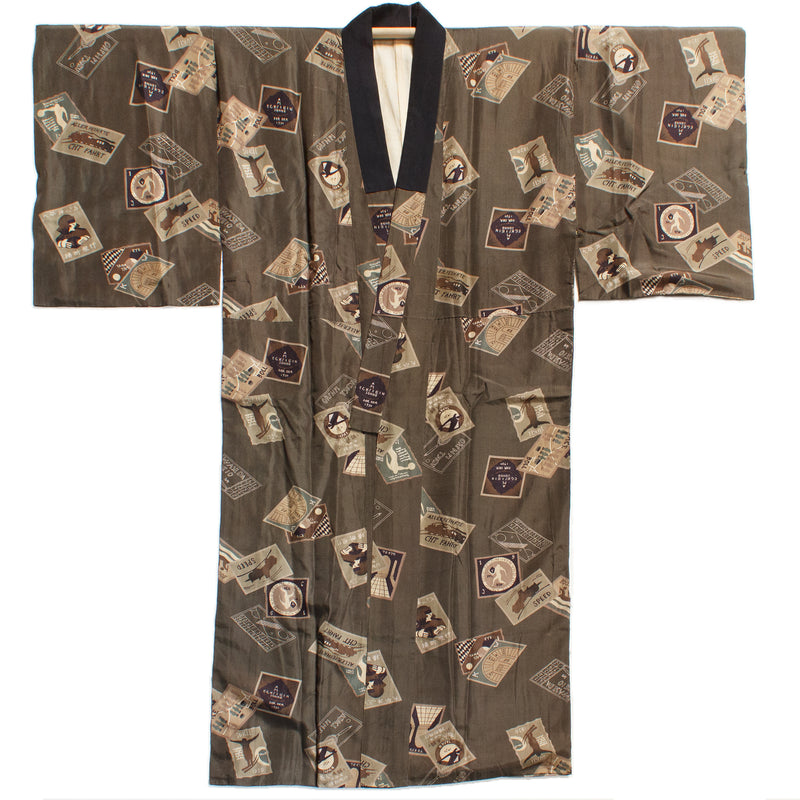 Rare Deco Men's Juban Under Kimono Celebrating Aviation