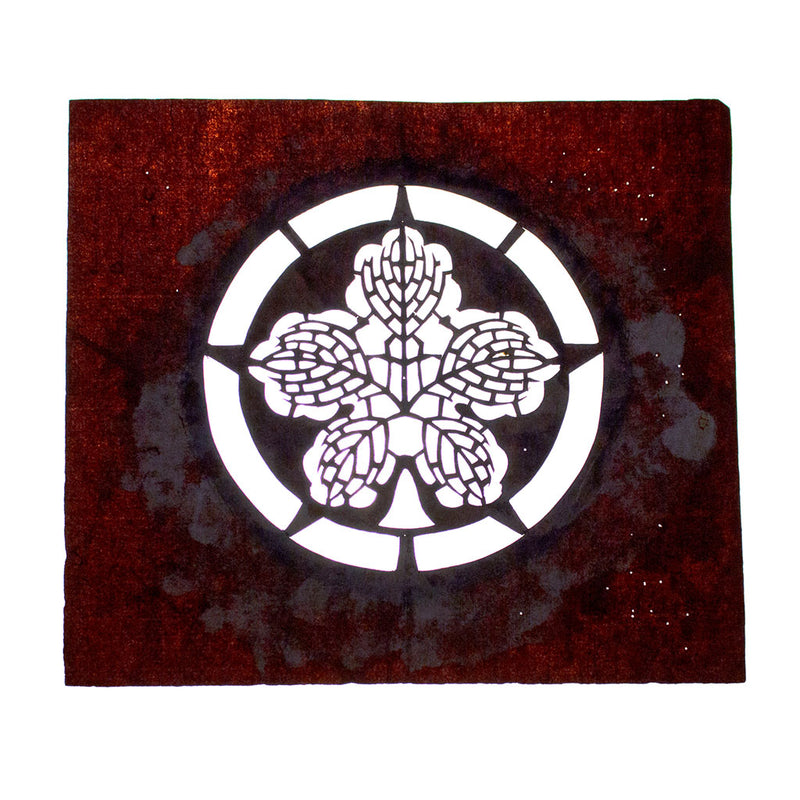 Japanese Motif Lacquered Paper Stencil Crest