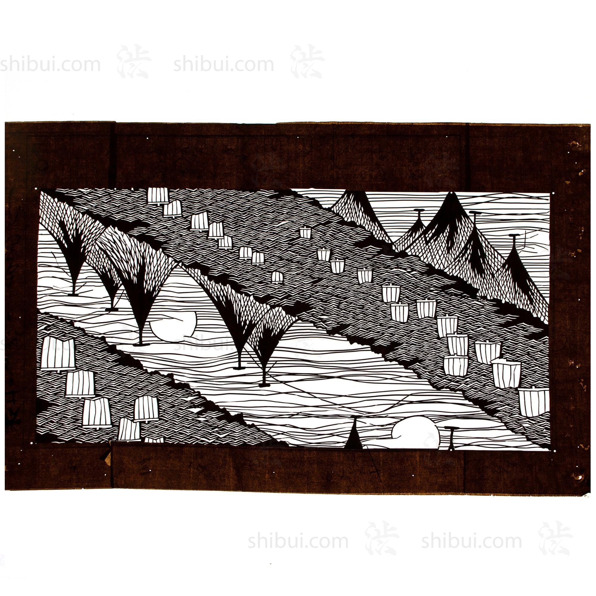 Katagami  Japanese Lacquered Paper Stencil